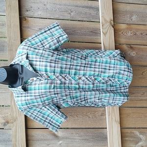 Prana Mens Shirt Plaid Sleeve Button Down Shirt